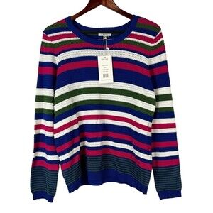 Tyler Boe Sweater Womens Size Medium Ottoman Striped Sweater In Multicolor Knit